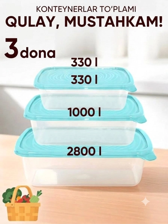 Пластиковые контейнеры для продуктов 3/7 шт, для хранения еды