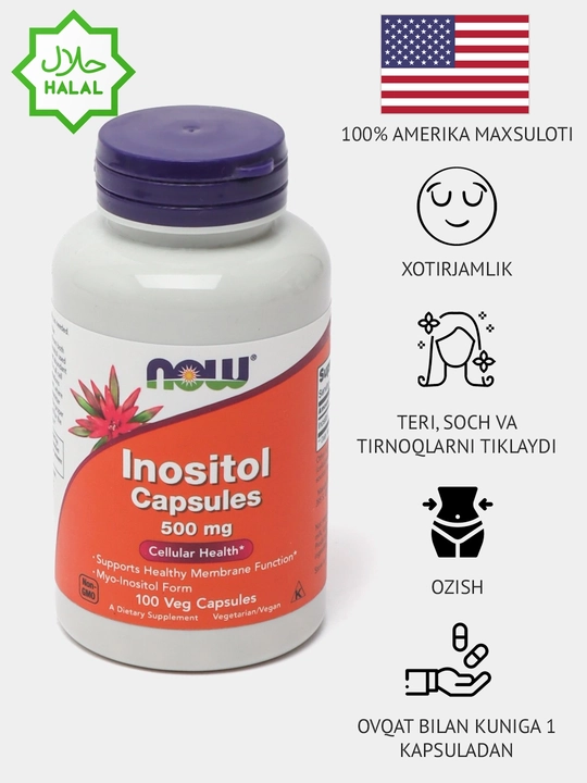 Inozitol Now Foods Inositol 500 mg USA, 100 kapsula - 