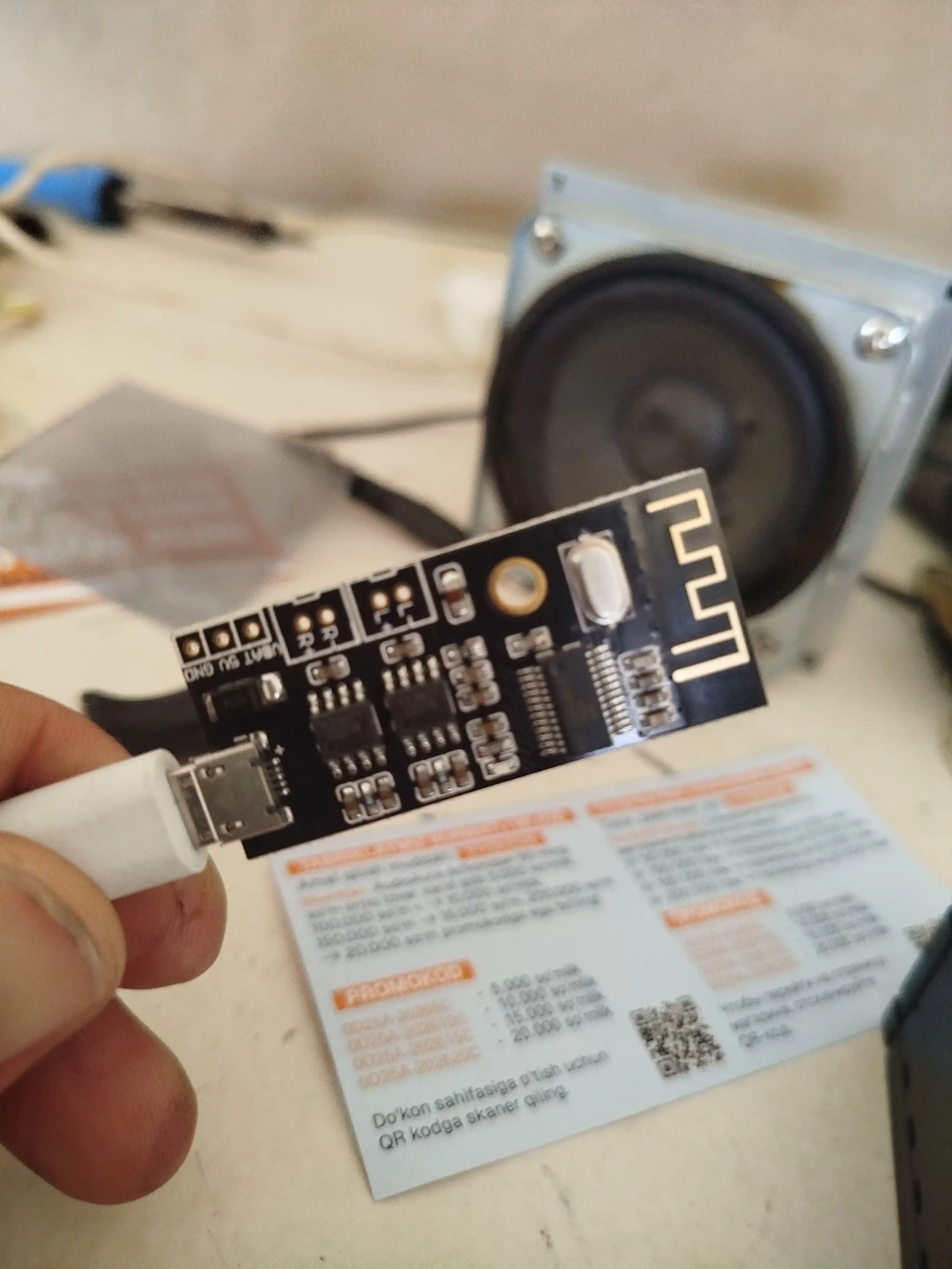 Bluetooth 4.2 MP3 dekoder moduli M18/M28/M38, stereo, USB/Li-ion quvvatli