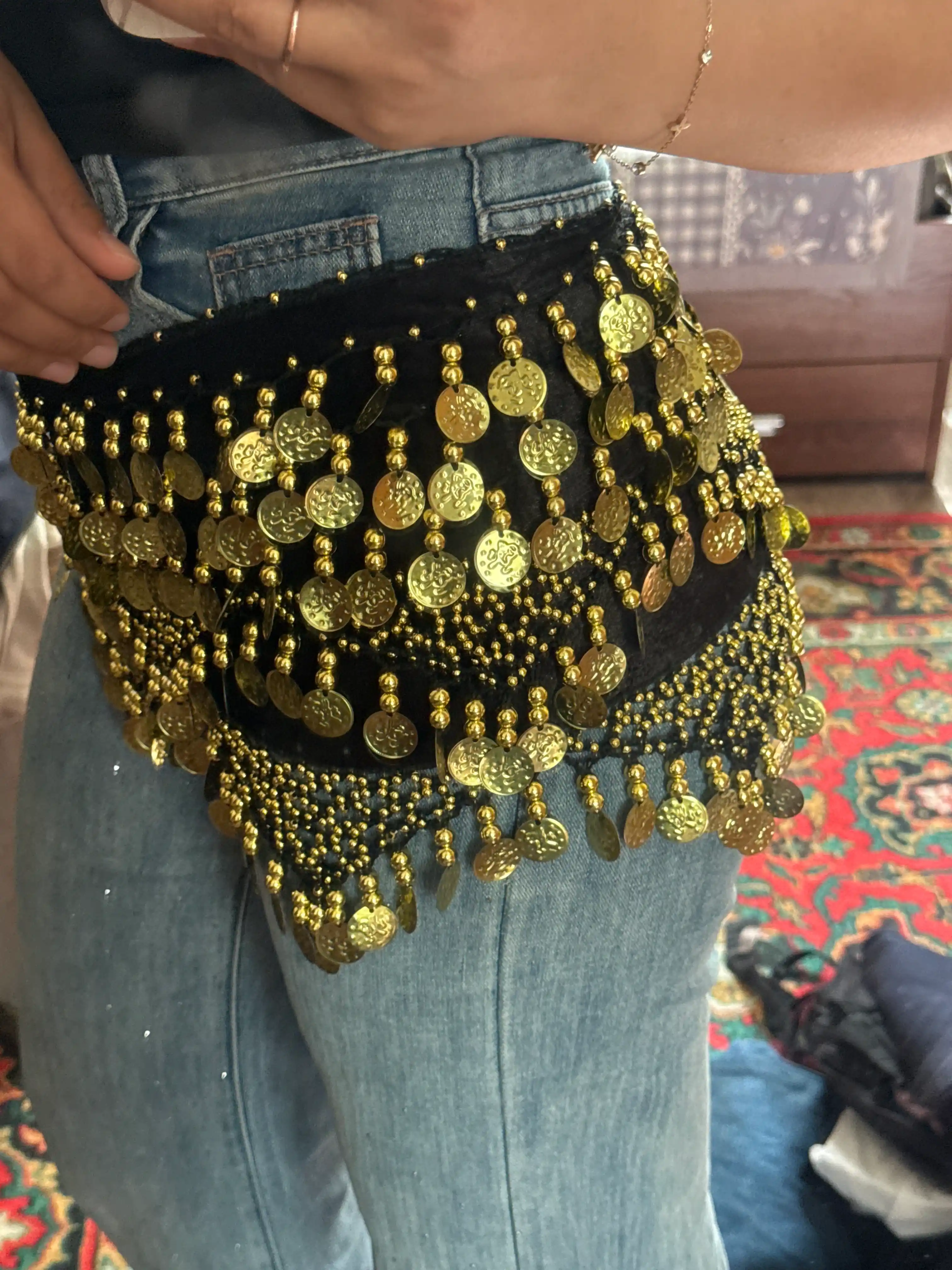 Арабский платок для танца живота, для арабских танцев Belly Dance, с монетками