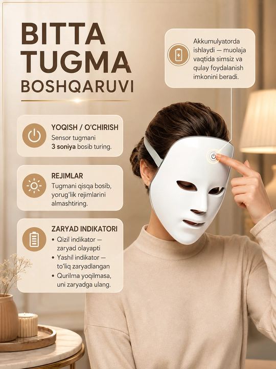 Led yuz maska,Foton yoshartirish vositas, ledniqob, go'zallik yuz vositas, dog'ketqizuvchi
