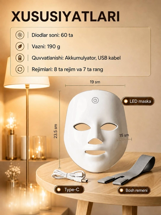 Led yuz maska,Foton yoshartirish vositas, ledniqob, go'zallik yuz vositas, dog'ketqizuvchi