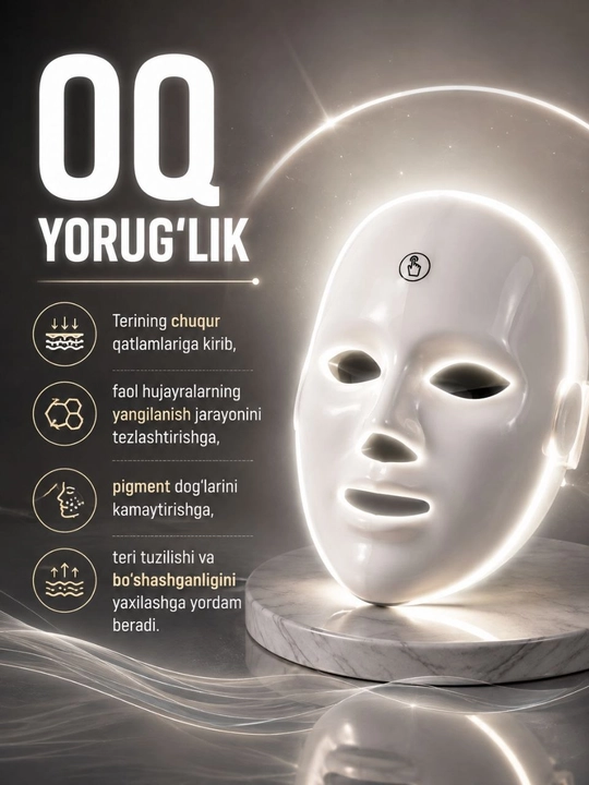 Led yuz maska,Foton yoshartirish vositas, ledniqob, go'zallik yuz vositas, dog'ketqizuvchi