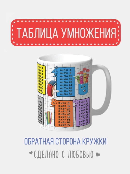 Кружка с таблицей умножения для детей - обучающий, полезный подарок для читателя