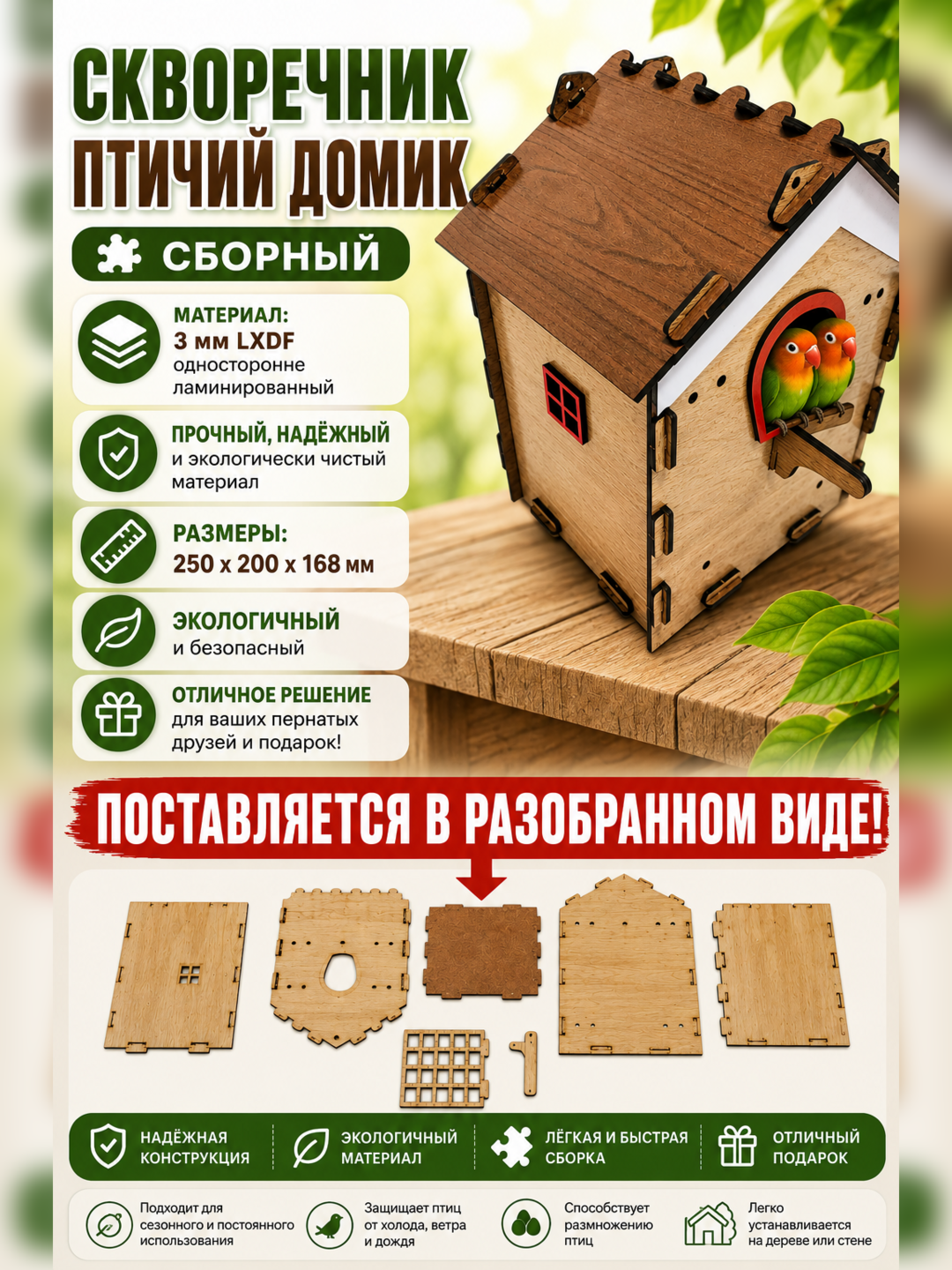 Скворечник, домик для птиц, птичий домик, птичий дом, домик для скворцов, гнездовой домик