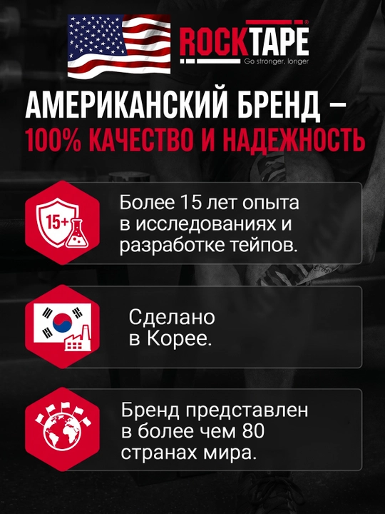 Кинезио тейп Rocktape, 5см*5м, тейп спортивный, для устранения болей в мышцах и суставах