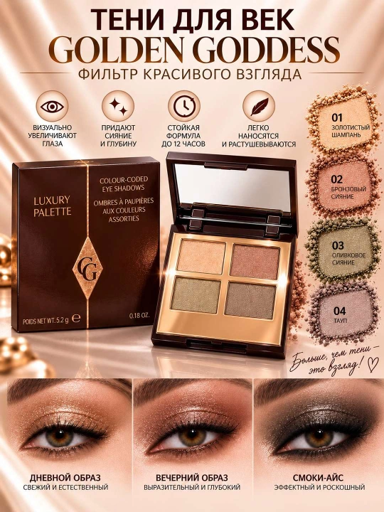 Палетка теней для век Charlotte Tilbury: 4 варианта макияжа - 