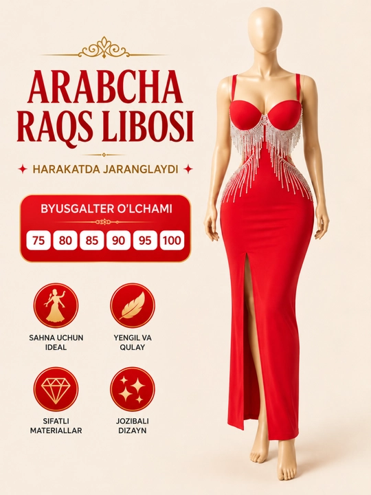 Ayollar uchun arabcha raqs libosi, sahna kostyumi, jiringlovchi bezak, 75–100 - 
