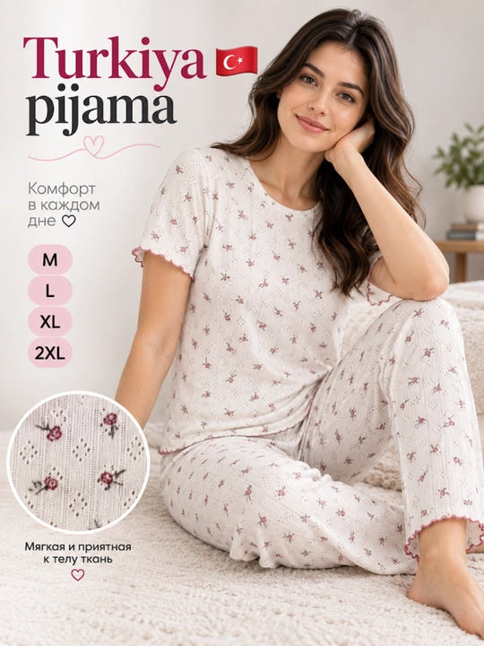 Ayollar pijamasi, Turkiya, paxta, uy uchun, M-2XL - 