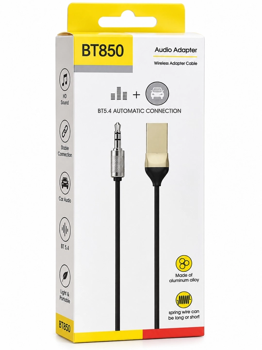 BT850 Bluetooth 5.4 AUX audio adapter, avtomobil uchun simsiz qabul qilgich
