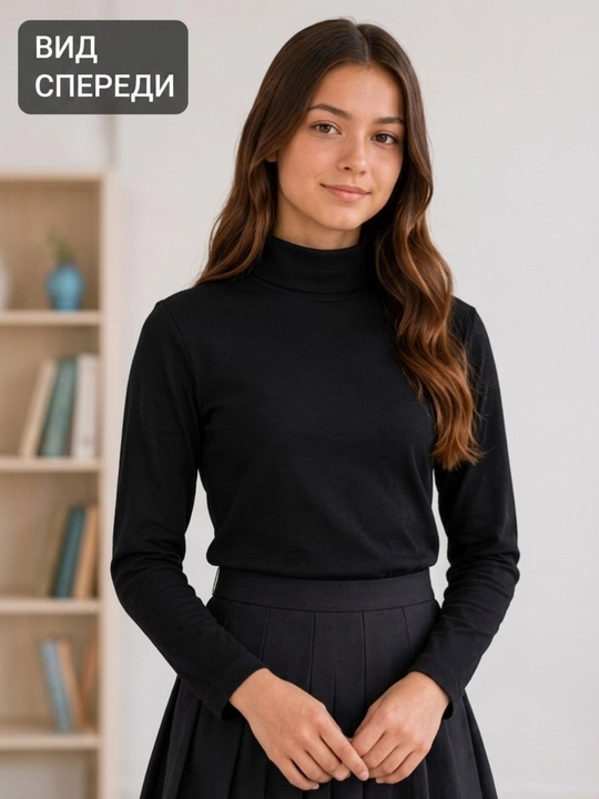 Детская водолазка Premium CycleBand, чёрная, 95% хлопок, унисекс