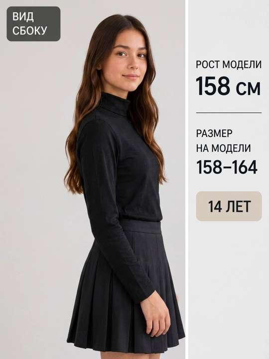 Детская водолазка Premium CycleBand, чёрная, 95% хлопок, унисекс