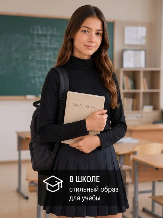 Детская водолазка Premium CycleBand, чёрная, 95% хлопок, унисекс