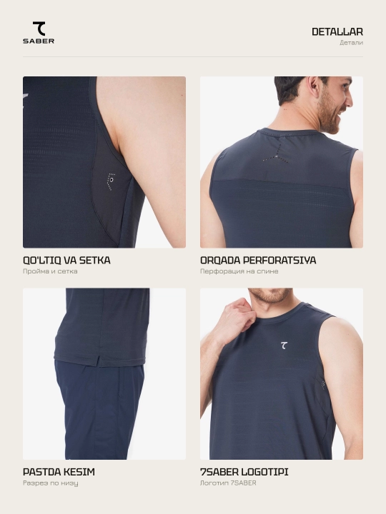 7SABER Dri-Fit Active erkaklar sport maykasi yugurish va sport zali uchun