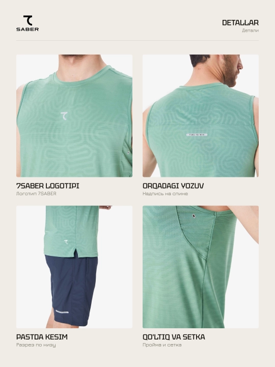 7SABER Dri-Fit Active erkaklar sport maykasi yugurish va sport zali uchun