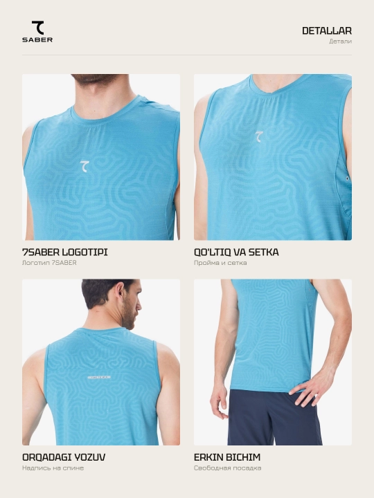 7SABER Dri-Fit Active erkaklar sport maykasi yugurish va sport zali uchun