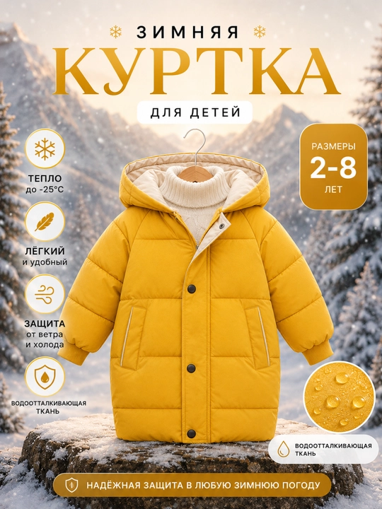 Bolalar uchun qishki kapyushonli kurtka - 