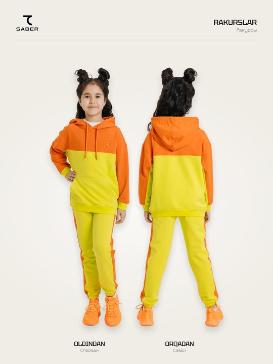 7SABER Color Boost bolalar sport kostyumi, xudi va joggerlar bilan