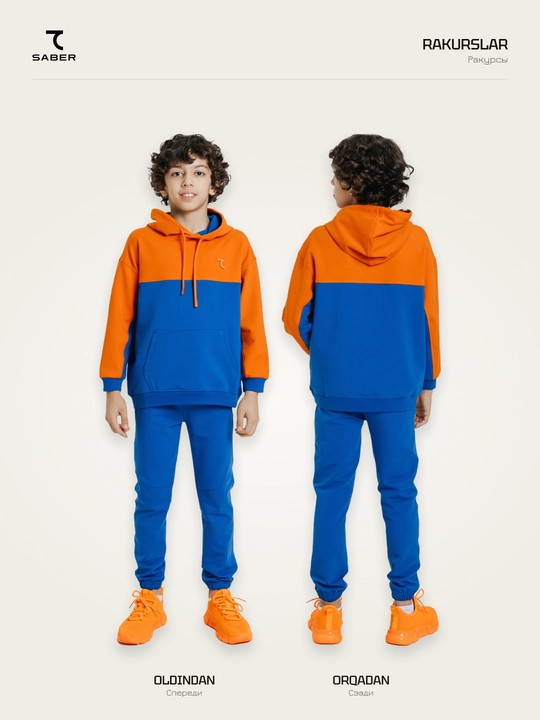 7SABER Color Boost bolalar sport kostyumi, xudi va joggerlar bilan