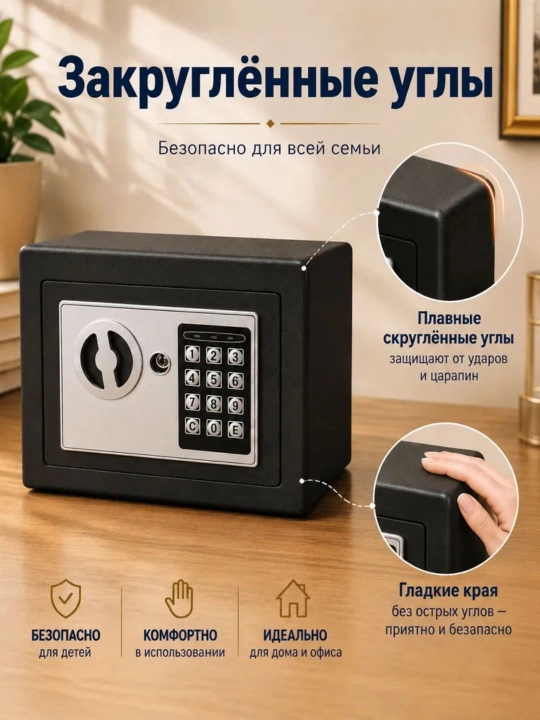 Мини сейф для денег с кодовым замком, сейф копилка для дома и офиса, 23х17х17