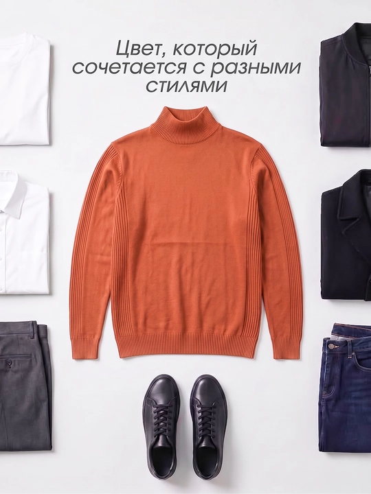 Джемперы для мужчин, водолазка, свитер с воротником джемперы на осень и зиму