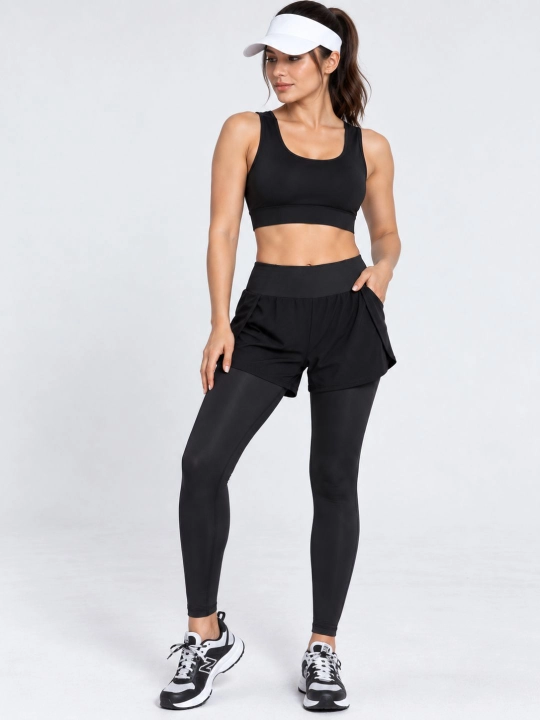 Sport losina, fitnes va yoga uchun legins shortikli ayollar legginslar