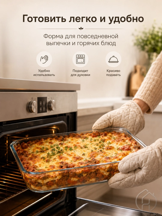 Форма для запекания стеклянная 3,5 л, для выпечки и горячих блюд, 39×24×6 см xp-2-4