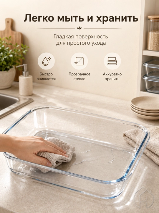 Форма для запекания стеклянная 3,5 л, для выпечки и горячих блюд, 39×24×6 см xp-2-4