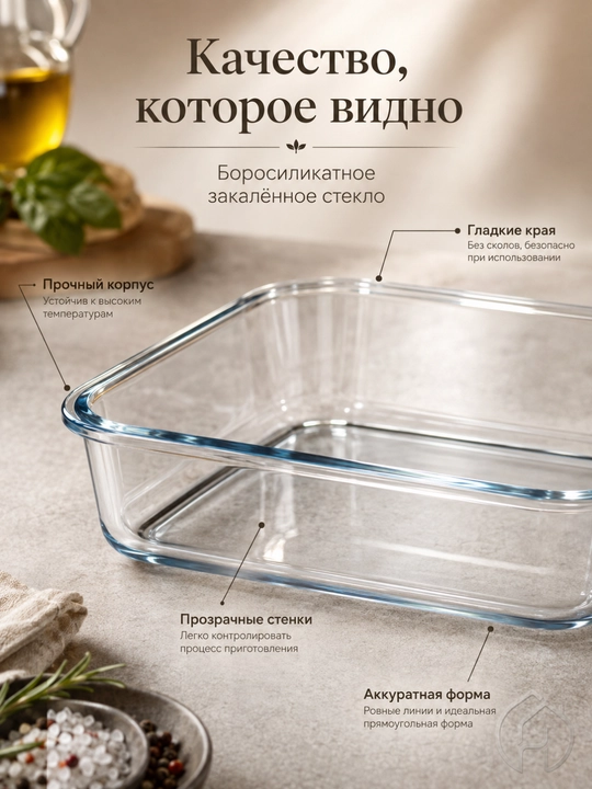 Форма для запекания стеклянная 3,5 л, для выпечки и горячих блюд, 39×24×6 см xp-2-4