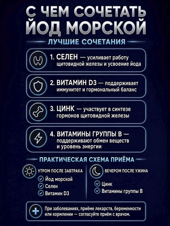 GLS Йод, 1000 мкг, для щитовидной железы, мозга и иммунитета, 60 капсул