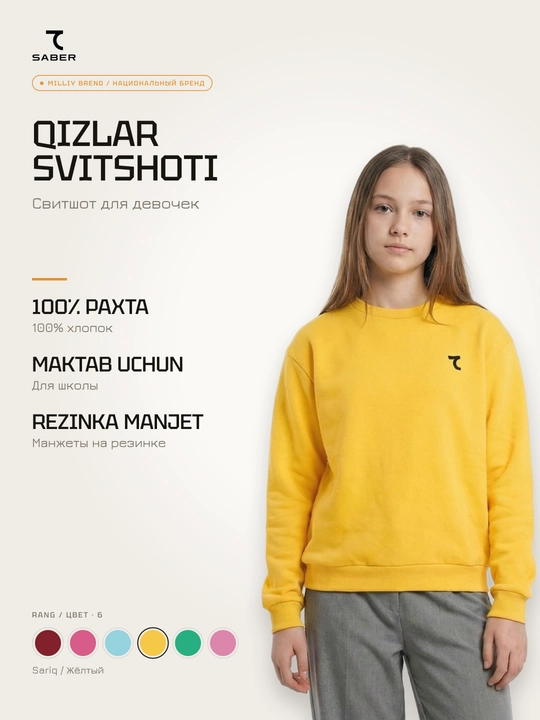 Qizlar uchun svitshot 7SABER maktab uchun kundalik - 