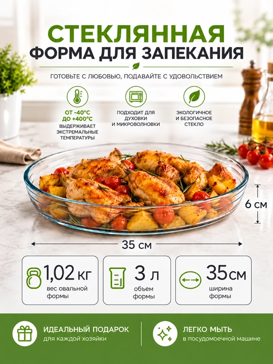 Стеклянная посуда для запекания в духовке, жаропрочная