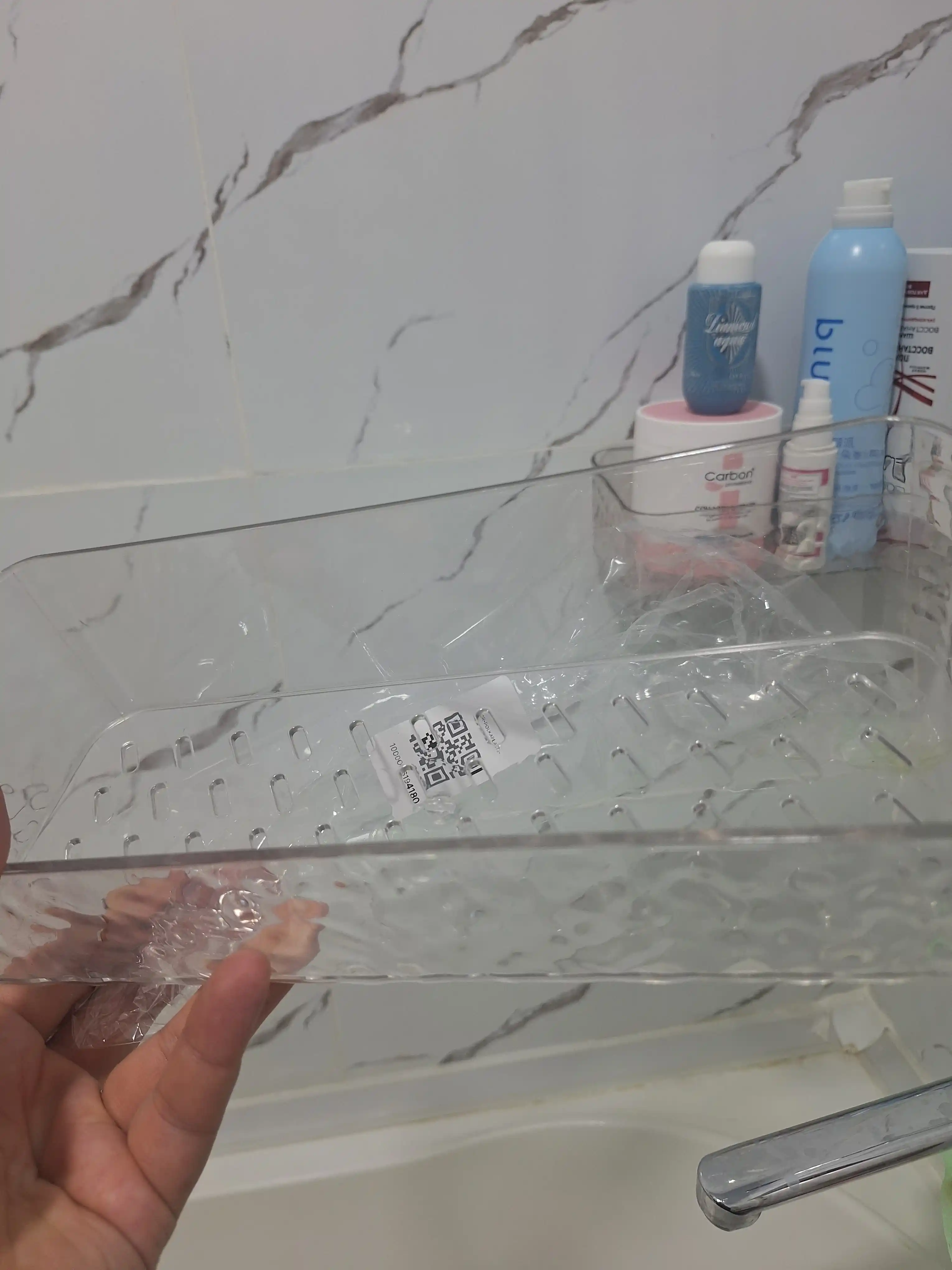 Vannaxona uchun devor tokchasi, to‘g‘ri burchakli, saqlash uchun, teshiksiz, plastik