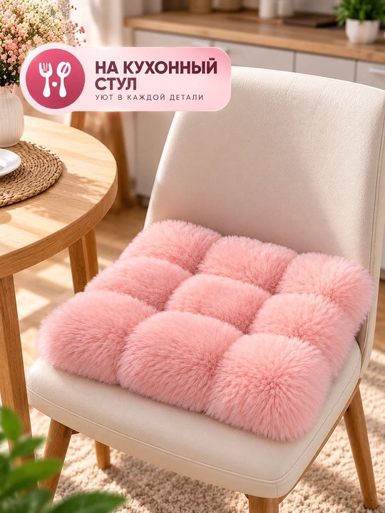 Avtomobil va o‘rindiq uchun 40×40 sm o‘lchamdagi mo‘ynali o‘rindiq yostig‘i