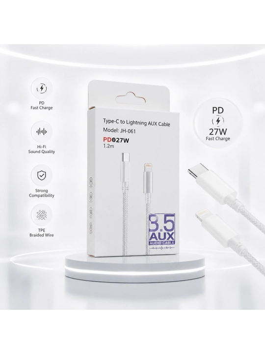 Type-C, Lightning ulagichi bilan Aux kabel - 