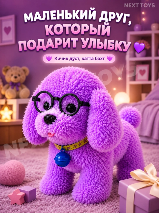Интерактивная мягкая игрушка-собачка — ходит, издаёт звуки, двигает хвостом