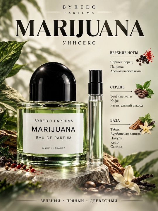 Atir Marijuana Byredo ayollar va erkaklar uchun uniseks atir, erkaklar va ayollar parfumi