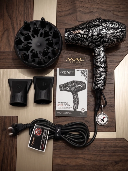 Professional fen soch quritgich MAC Styler, quritish va turmaklash uchun diffuzor, 2600W