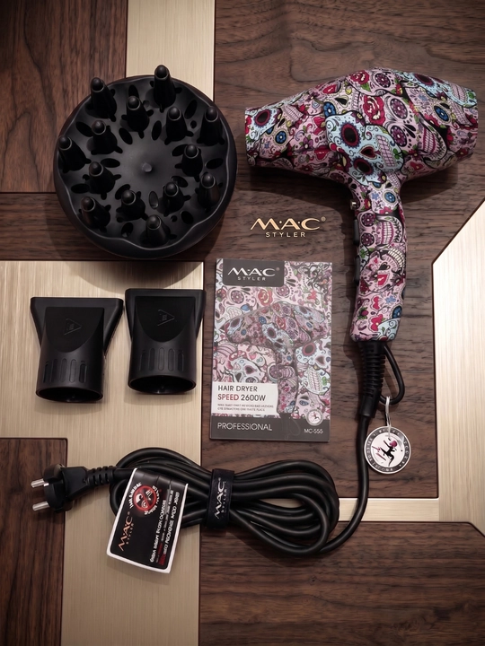 Professional fen soch quritgich MAC Styler, quritish va turmaklash uchun diffuzor, 2600W