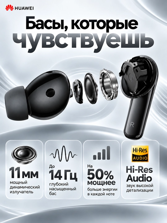HUAWEI FreeBuds 6i simsiz quloqchinlari: TWS, faol shovqinni kamaytirish ANC, IP54