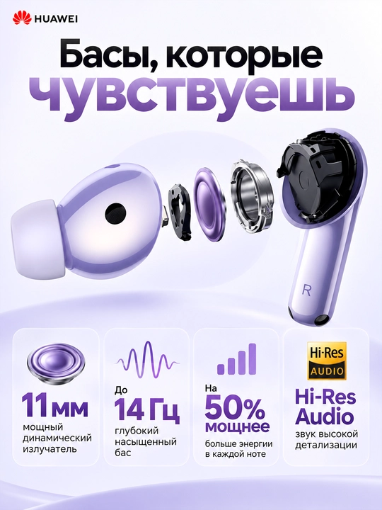 HUAWEI FreeBuds 6i simsiz quloqchinlari: TWS, faol shovqinni kamaytirish ANC, IP54