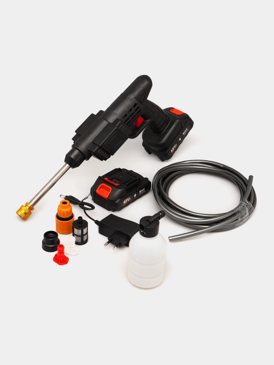 Mini Karcher, 48 Vt quvvatli batareya, avtomobil va uy uchun suv, ko‘pik purkaydi