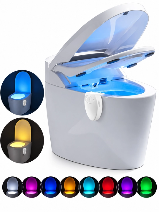 RGB лампа для унитаза с датчиком движения, цветной LED светильник для ванной комнаты