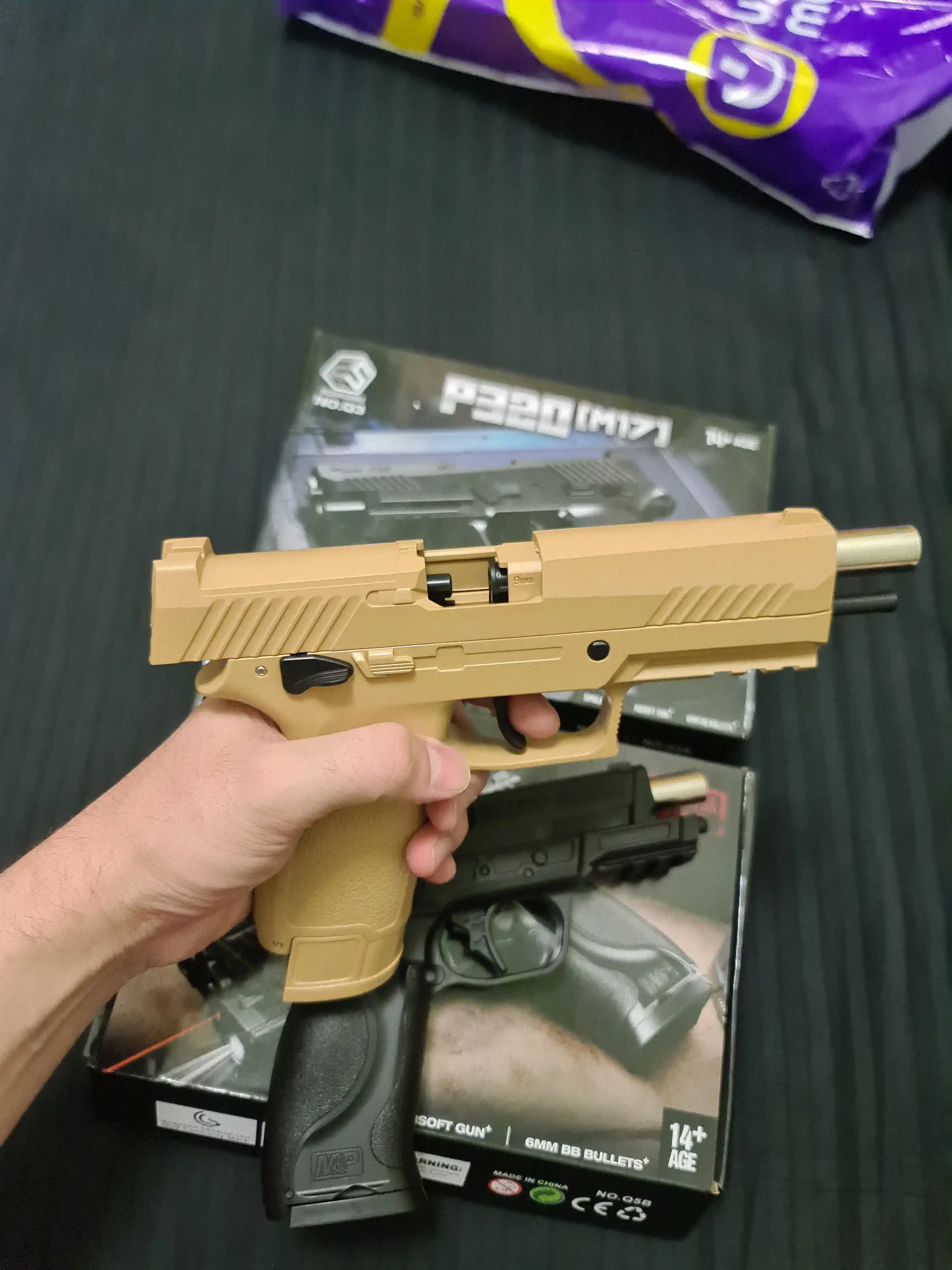 SIG Sauer P320 uslubidagi 6 mm BB Airsoft to‘pponchasi, o‘yinchoq to‘pponcha