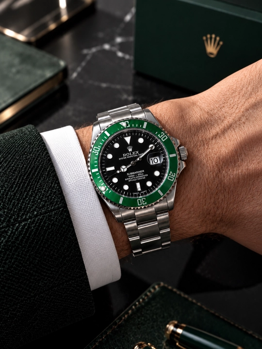 Submariner erkaklar qo‘l soati, batareyali mexanizm va po‘lat bilaguzuk bilan