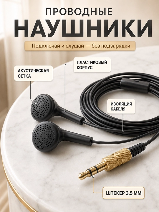 Проводные наушники, наушники вкладыши. Наушники для телефона, компьютера и музыки - 