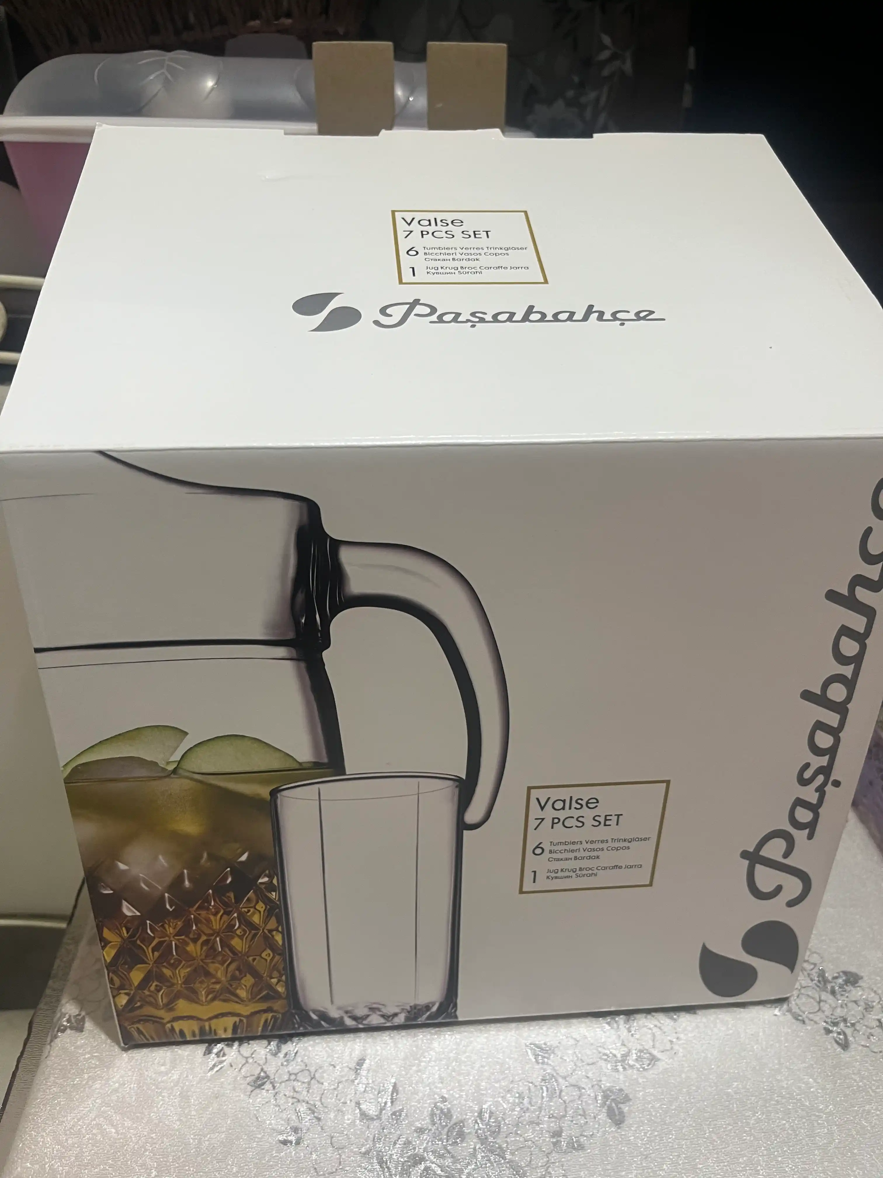 Shisha grafin va stakanlar toʻplami, 1,3 l + 6 ta stakan, 300 ml