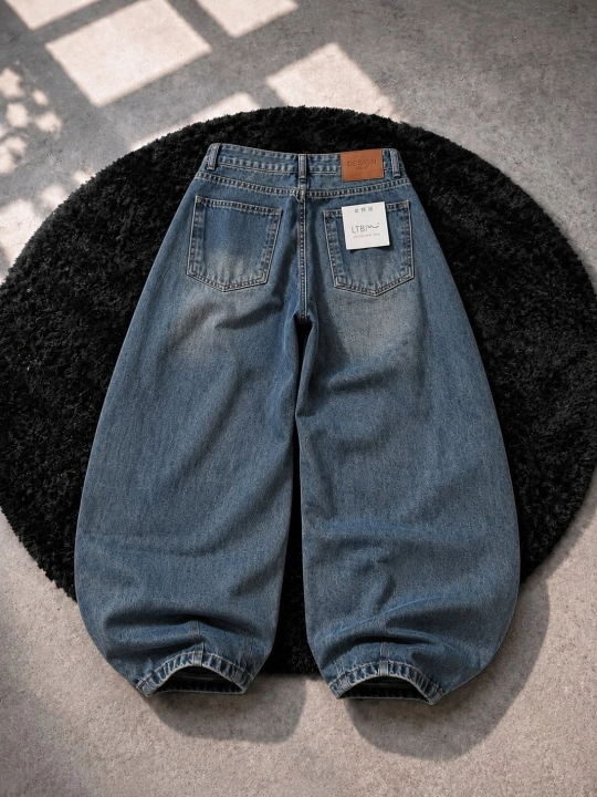 Koreys uslubida ayollar keng jinsi shimlar—katta o‘lchamli,baggi,yuqori belli S,M,L,XL,2XL