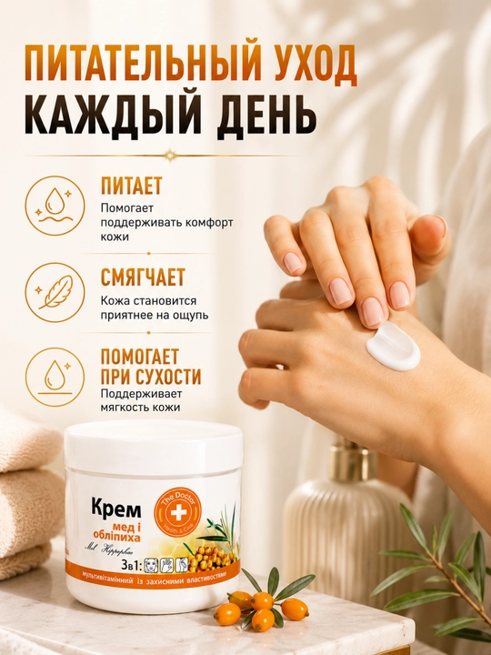 Крем Домашний Доктор, 3 в 1 косметический, с пантенолом, гиалуроном, сулиткой, 250 мл