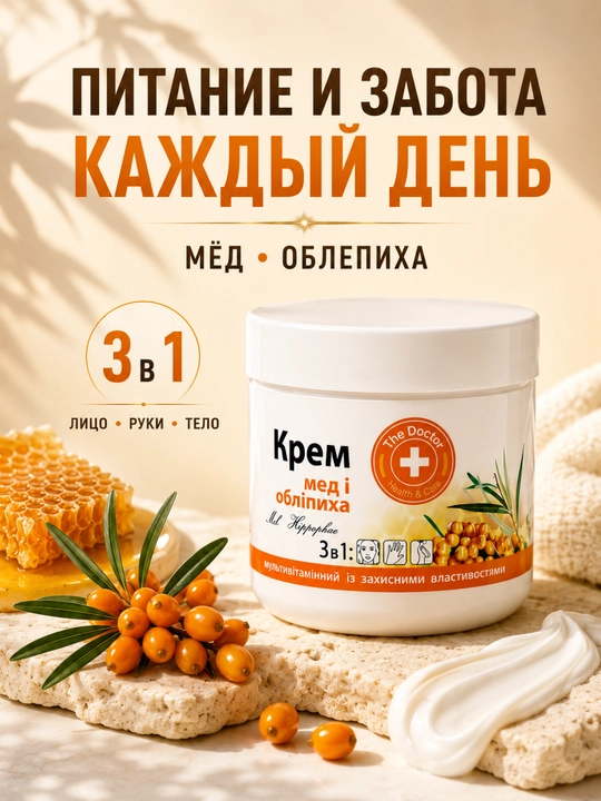 Крем Домашний Доктор, 3 в 1 косметический, с пантенолом, гиалуроном, сулиткой, 250 мл